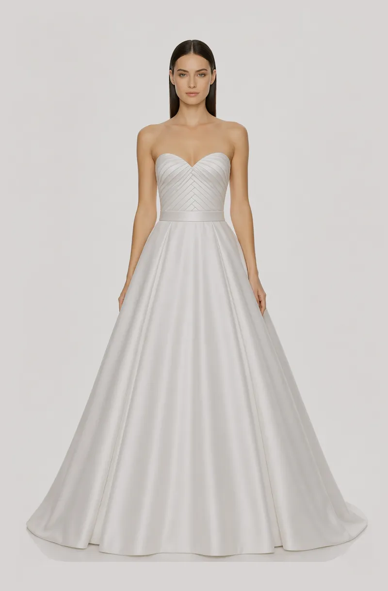 Off-white mikado ball gown with hand-draped bodice and detachable bow accent at the back 20, image 1
